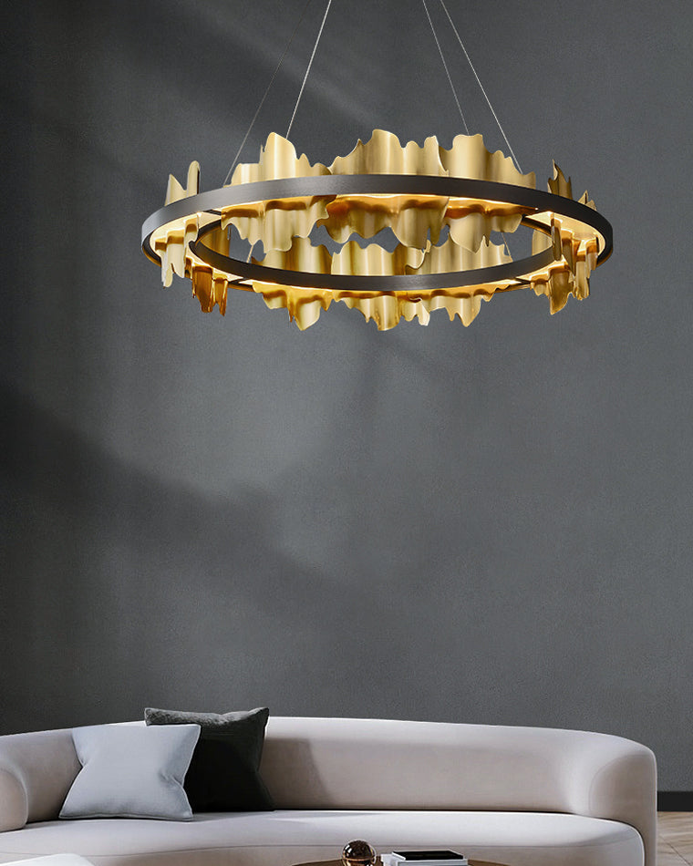 Diff Iceberg 2 Tier Round Black and Gold Chandelier-DF2183
