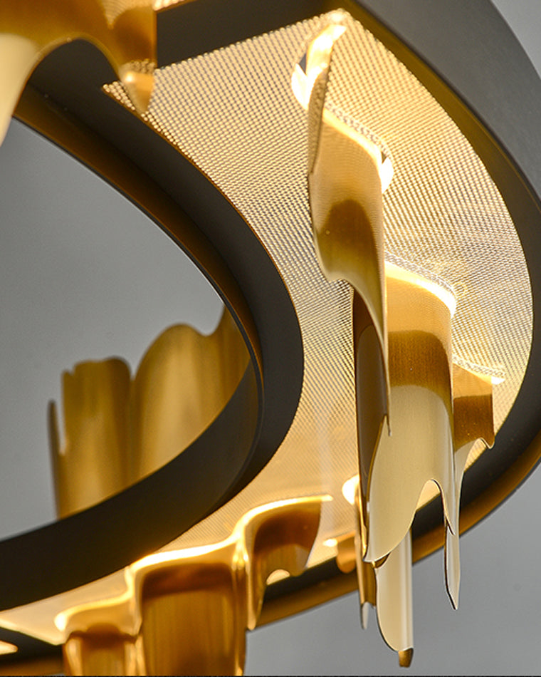 Diff Iceberg 2 Tier Round Black and Gold Chandelier-DF2183