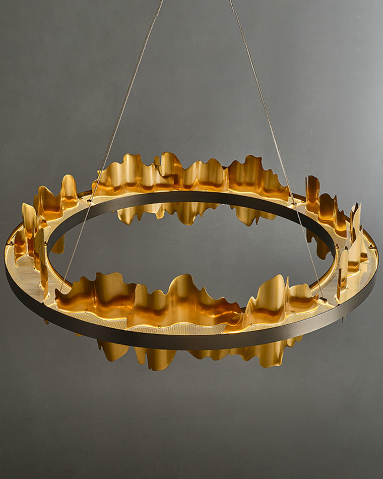 Diff Iceberg 2 Tier Round Black and Gold Chandelier-DF2183