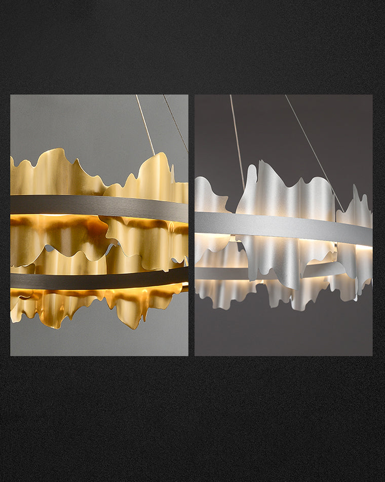 Diff Iceberg 2 Tier Round Black and Gold Chandelier-DF2183