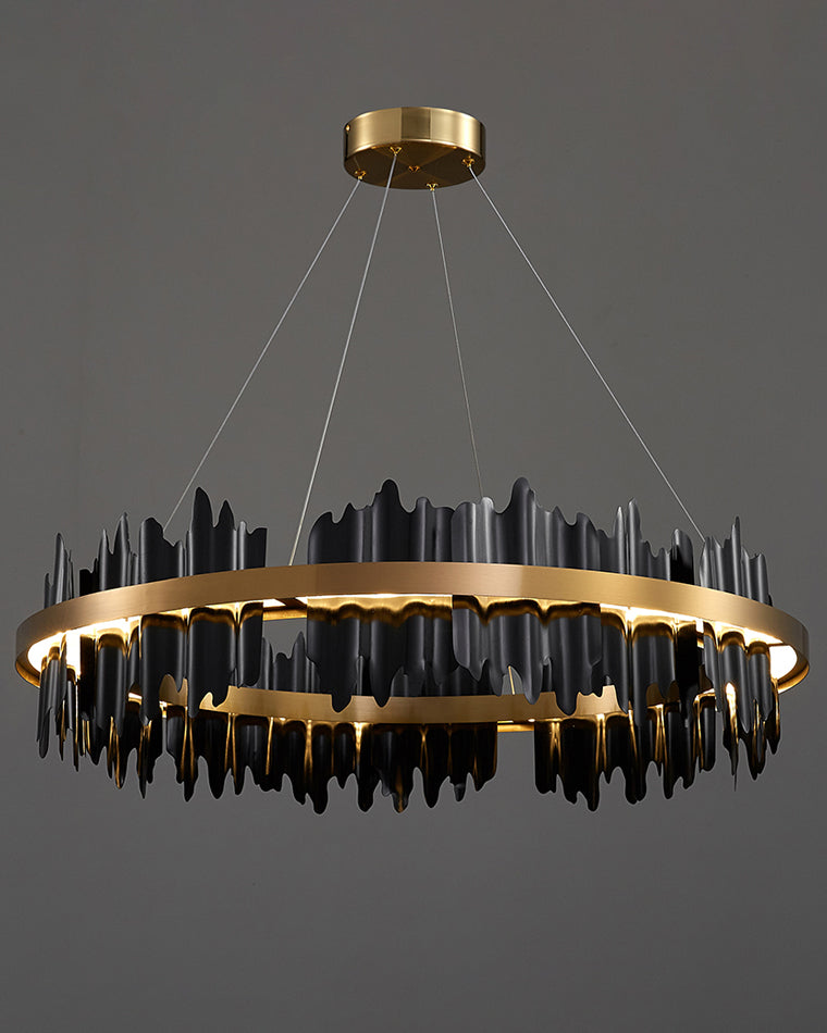Diff Iceberg 2 Tier Round Black and Gold Chandelier-DF2183