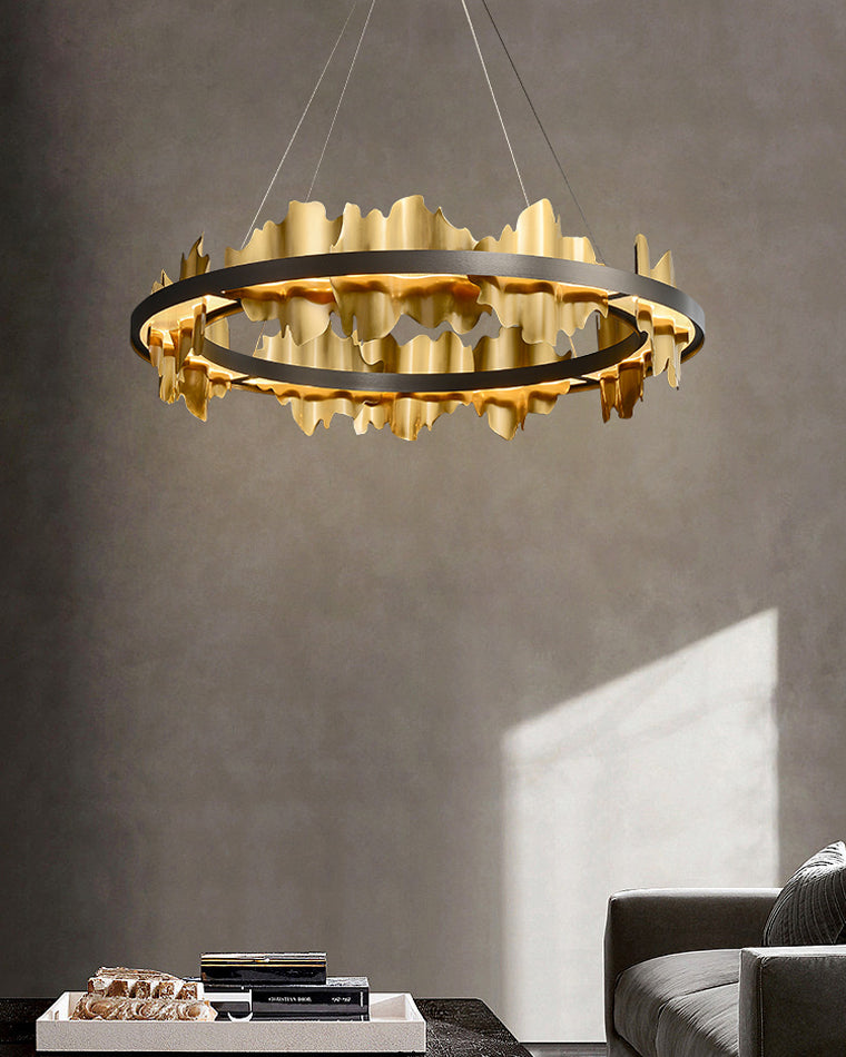 Diff Iceberg 2 Tier Round Black and Gold Chandelier-DF2183