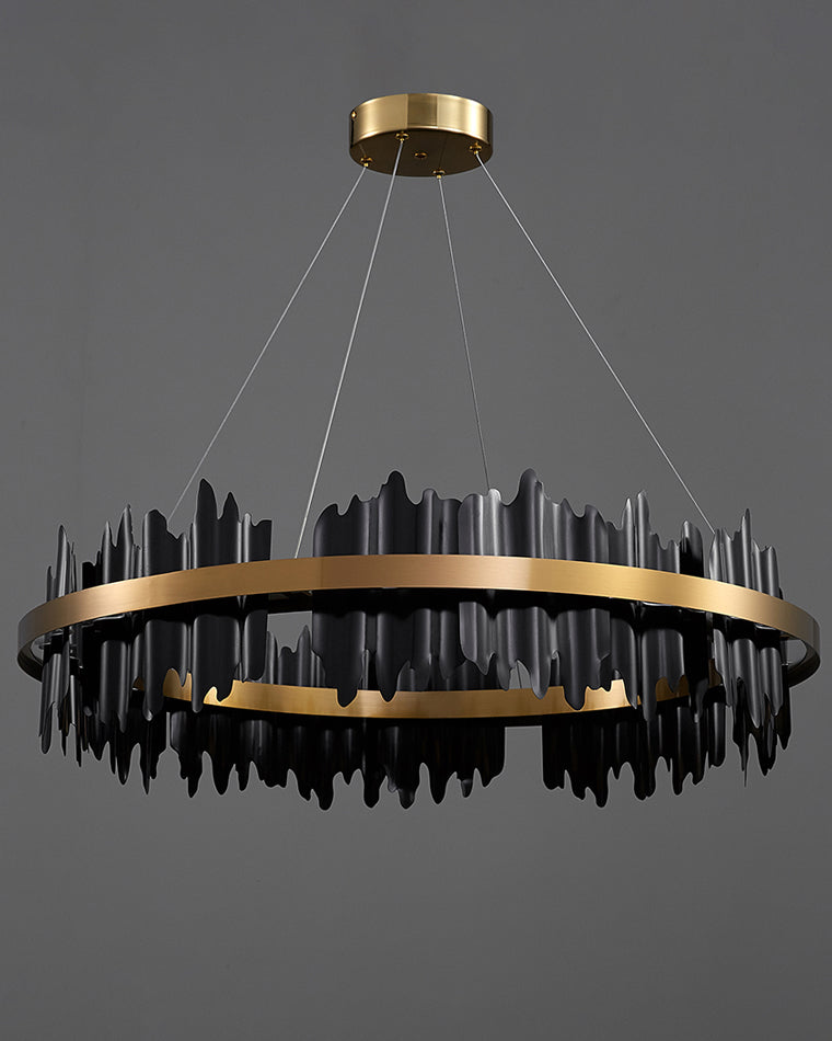 Diff Iceberg 2 Tier Round Black and Gold Chandelier-DF2183