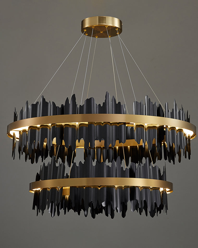 Diff Iceberg 2 Tier Round Black and Gold Chandelier-DF2183