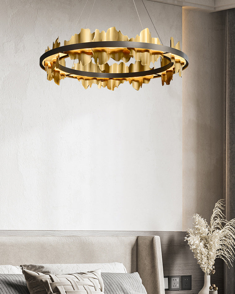 Diff Iceberg 2 Tier Round Black and Gold Chandelier-DF2183