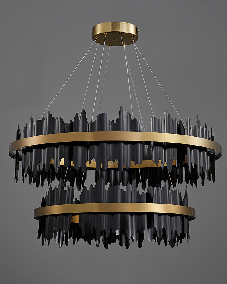 Diff Iceberg 2 Tier Round Black and Gold Chandelier-DF2183