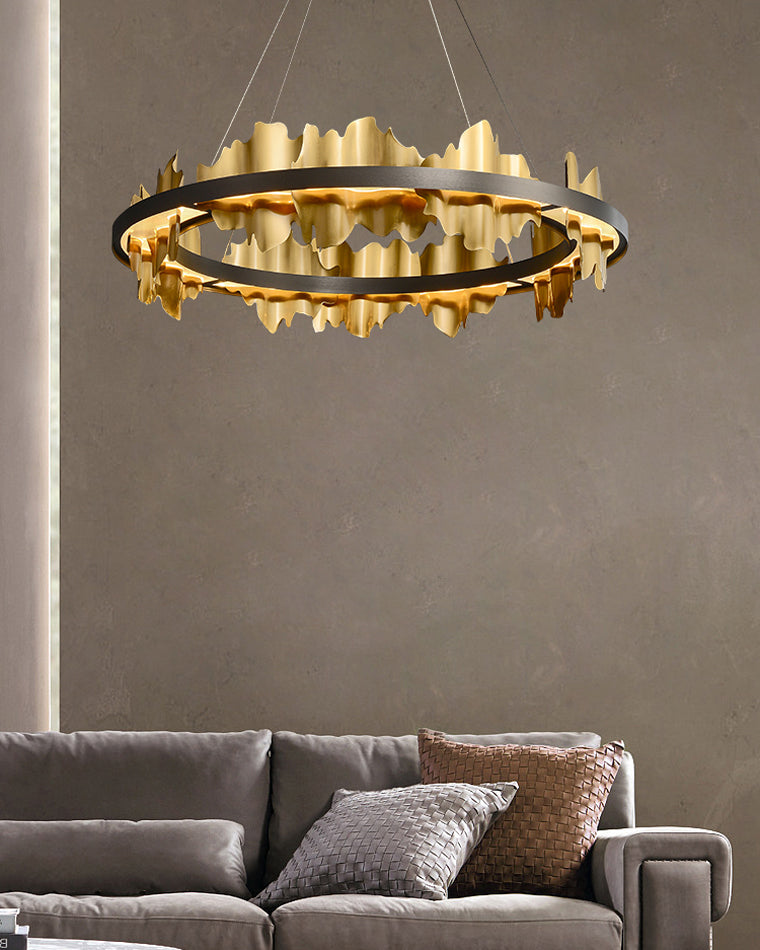 Diff Iceberg 2 Tier Round Black and Gold Chandelier-DF2183