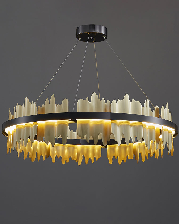 Diff Iceberg 2 Tier Round Black and Gold Chandelier-DF2183