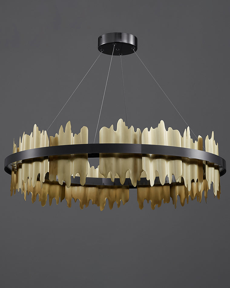 Diff Iceberg 2 Tier Round Black and Gold Chandelier-DF2183