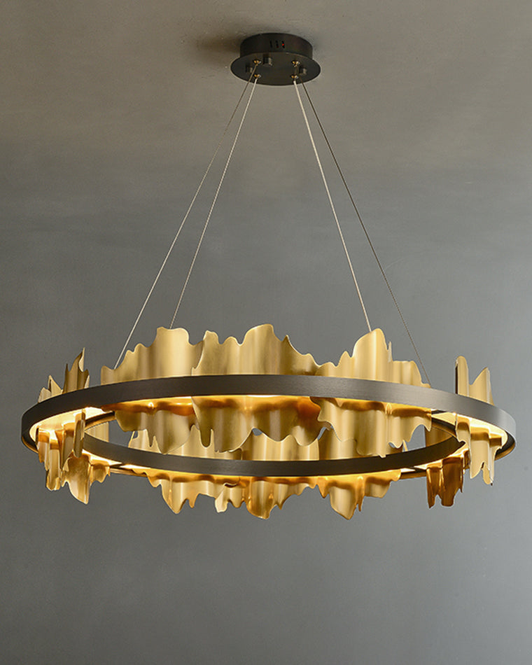 Diff Iceberg 2 Tier Round Black and Gold Chandelier-DF2183
