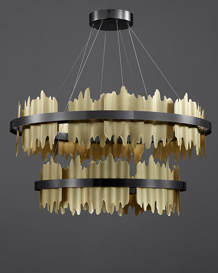 Diff Iceberg 2 Tier Round Black and Gold Chandelier-DF2183