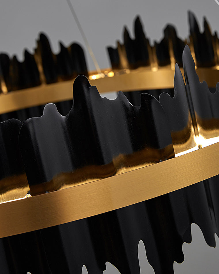 Diff Iceberg 2 Tier Round Black and Gold Chandelier-DF2183