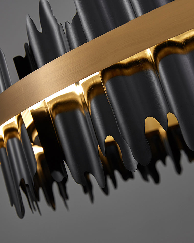 Diff Iceberg 2 Tier Round Black and Gold Chandelier-DF2183