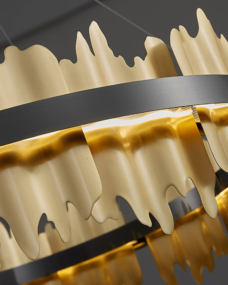 Diff Iceberg 2 Tier Round Black and Gold Chandelier-DF2183