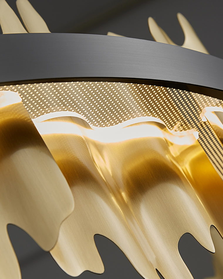 Diff Iceberg 2 Tier Round Black and Gold Chandelier-DF2183