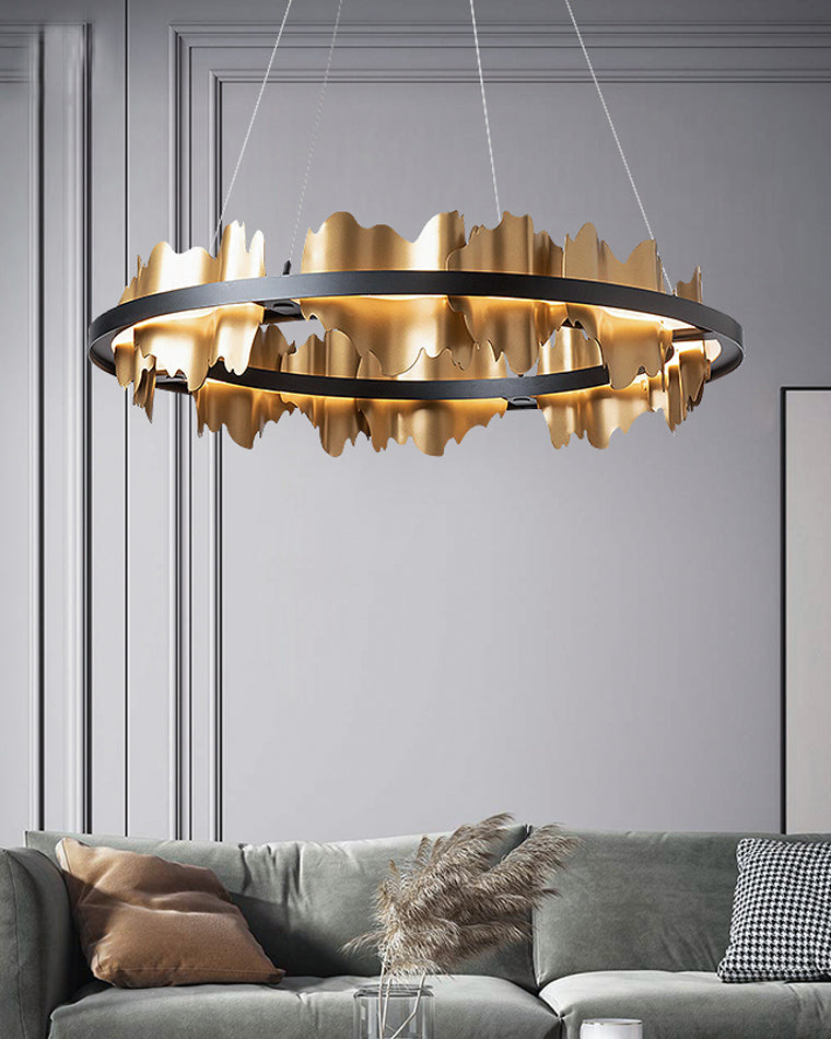 Diff Iceberg 2 Tier Round Black and Gold Chandelier-DF2183