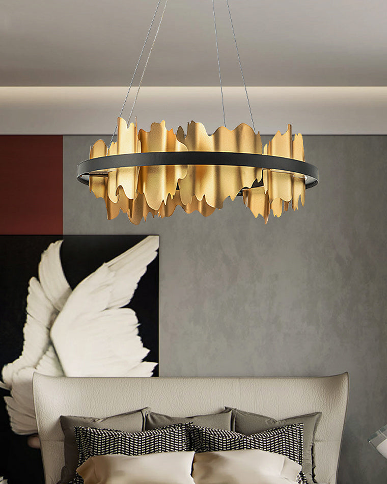 Diff Iceberg 2 Tier Round Black and Gold Chandelier-DF2183