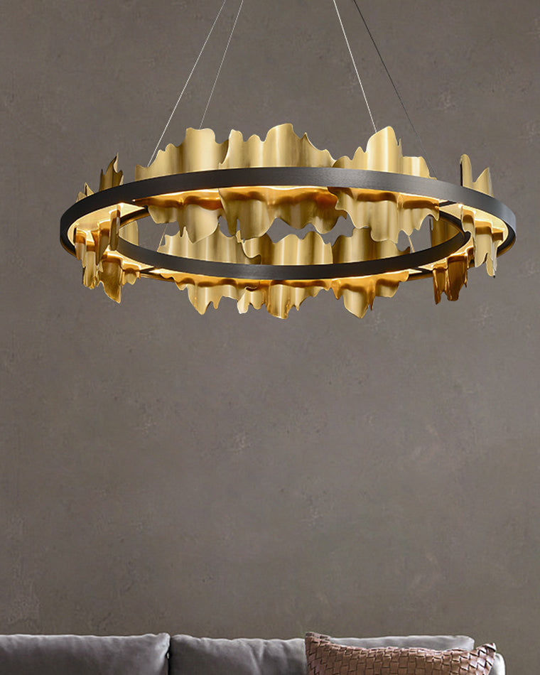Diff Iceberg 2 Tier Round Black and Gold Chandelier-DF2183