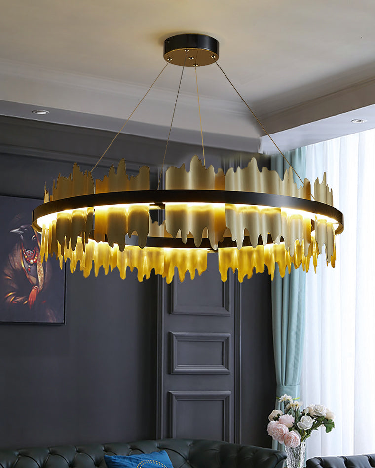 Diff Iceberg 2 Tier Round Black and Gold Chandelier-DF2183