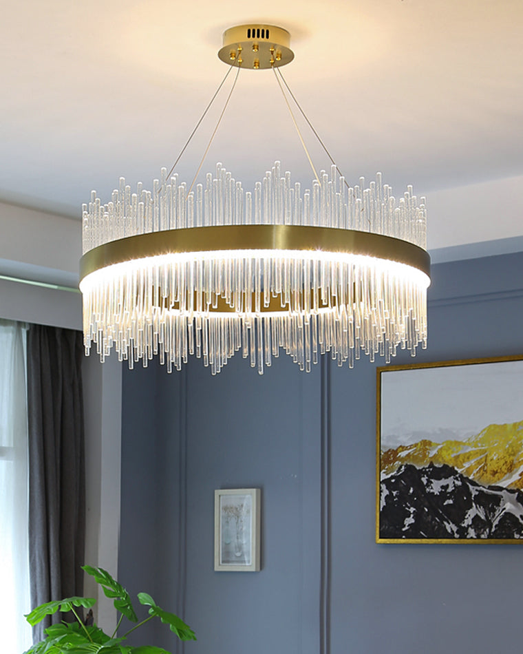 Diff Glass Rods Round Chandelier-DF2186