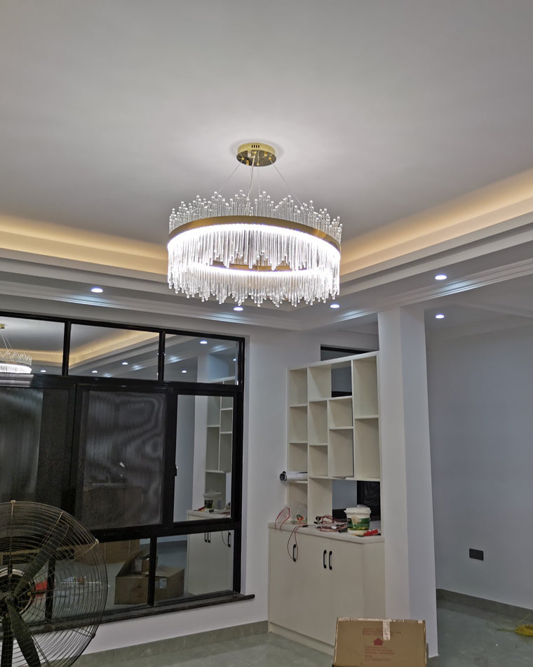Diff Glass Rods Round Chandelier-DF2186