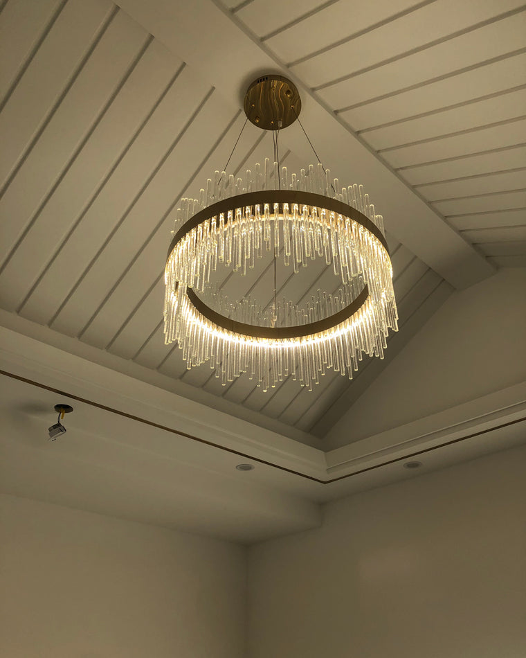Diff Glass Rods Round Chandelier-DF2186