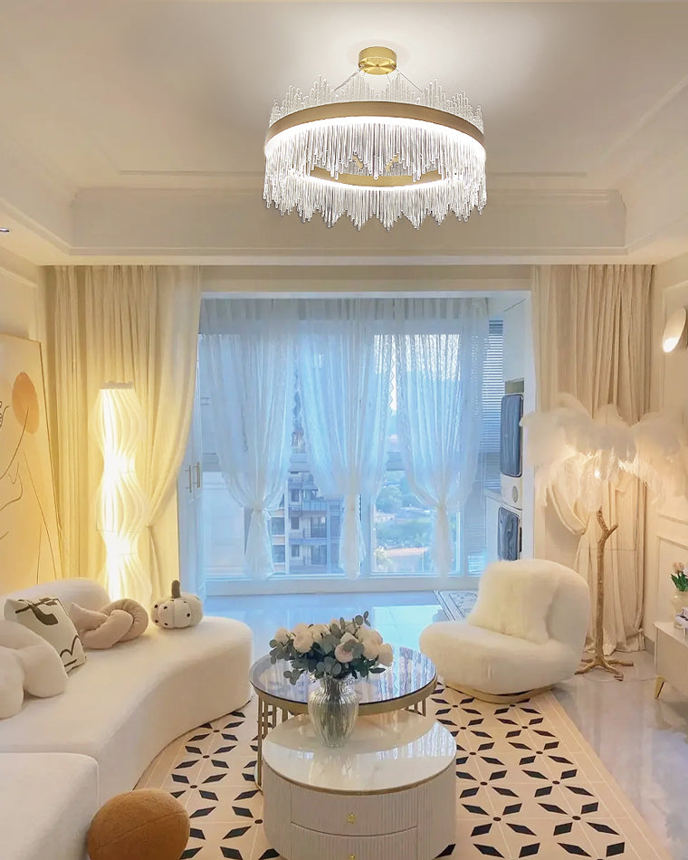Diff Glass Rods Round Chandelier-DF2186