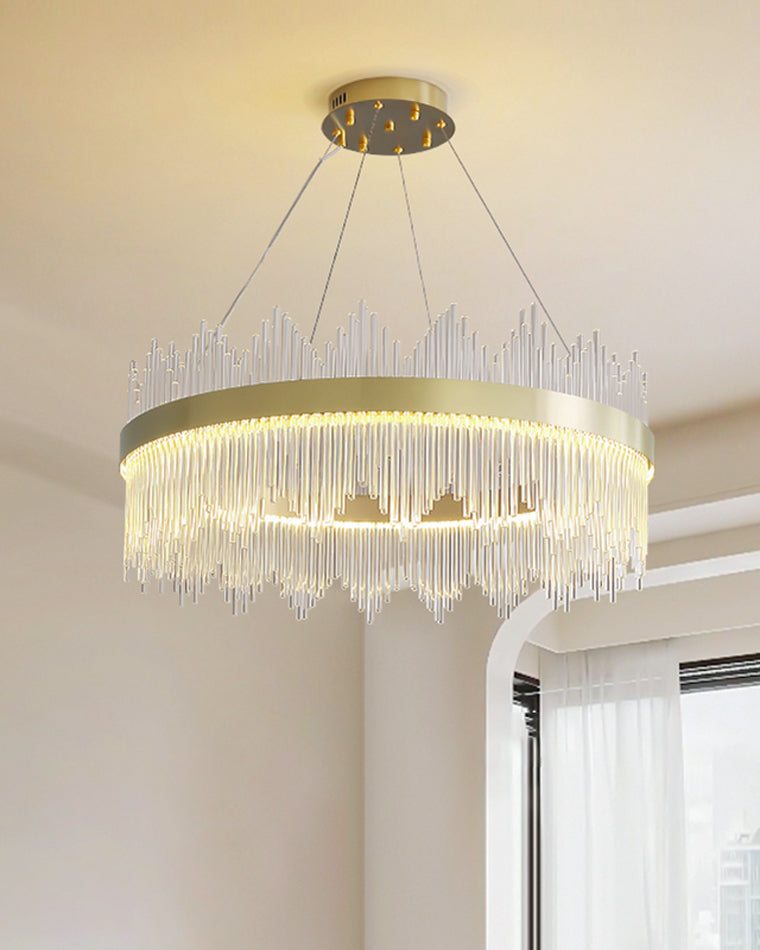 Diff Glass Rods Round Chandelier-DF2186
