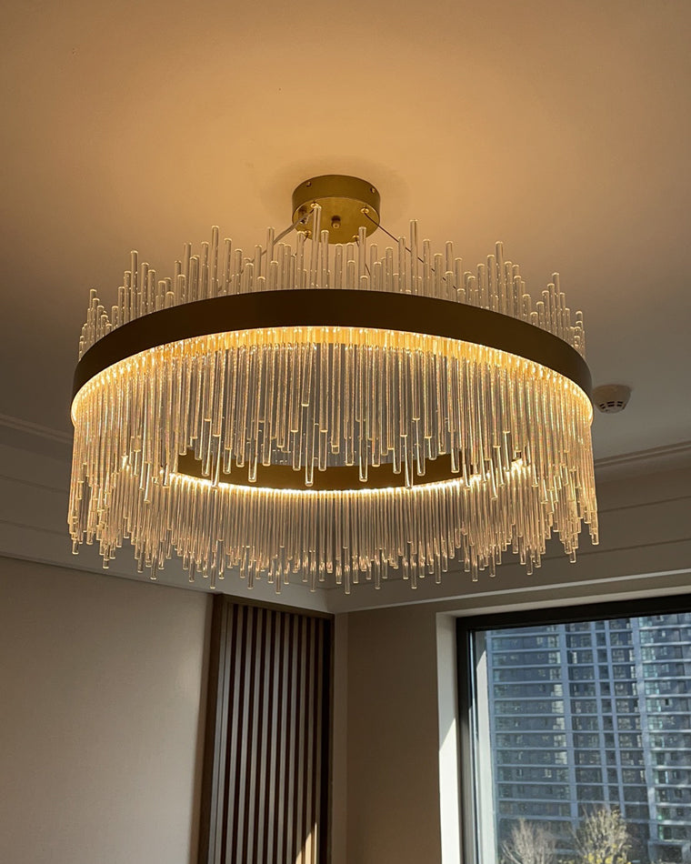 Diff Glass Rods Round Chandelier-DF2186