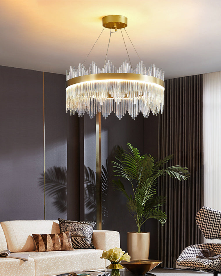 Diff Glass Rods Round Chandelier-DF2186