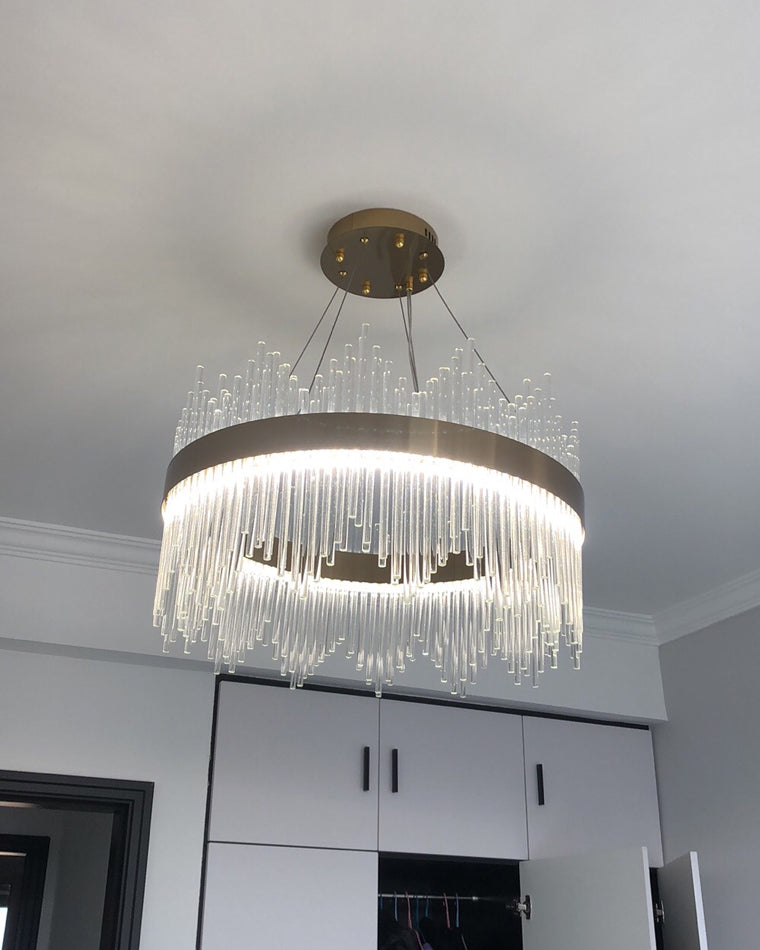 Diff Glass Rods Round Chandelier-DF2186