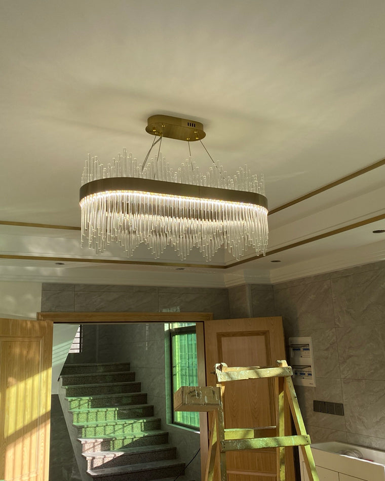 Diff Glass Rods Round Chandelier-DF2186