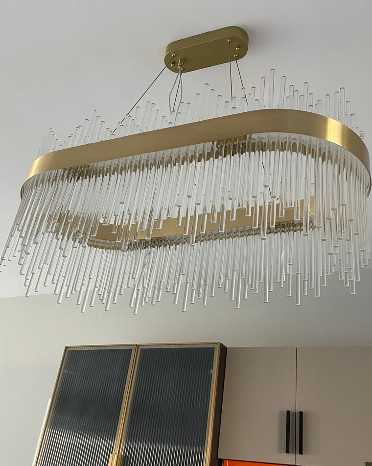 Diff Glass Rods Round Chandelier-DF2186