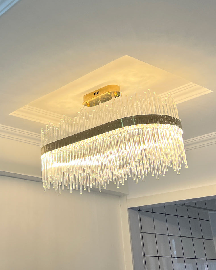 Diff Glass Rods Round Chandelier-DF2186