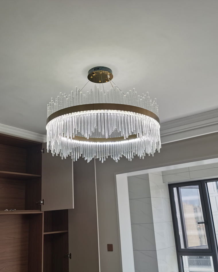 Diff Glass Rods Round Chandelier-DF2186