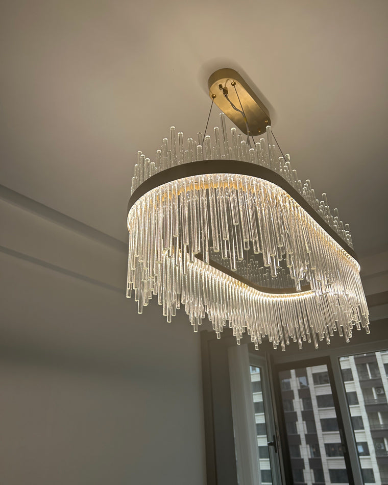Diff Glass Rods Round Chandelier-DF2186