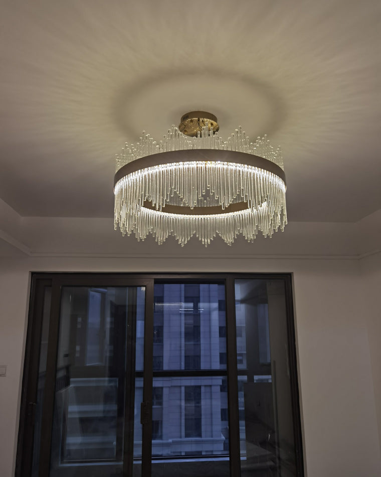 Diff Glass Rods Round Chandelier-DF2186
