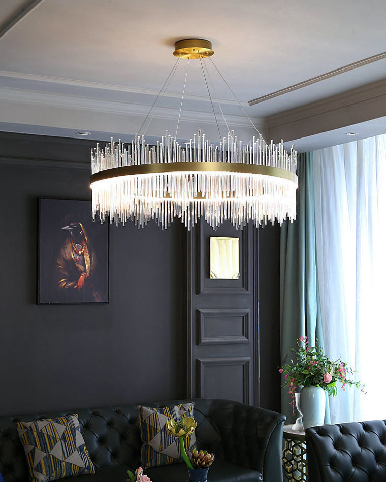 Diff Glass Rods Round Chandelier-DF2186