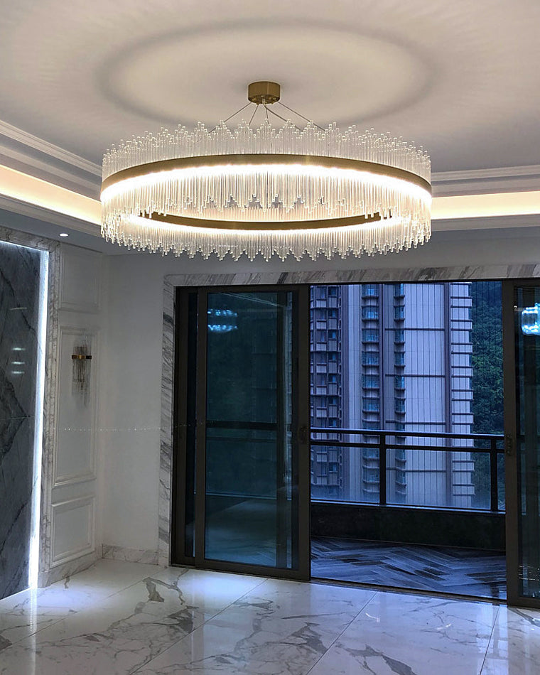 Diff Glass Rods Round Chandelier-DF2186