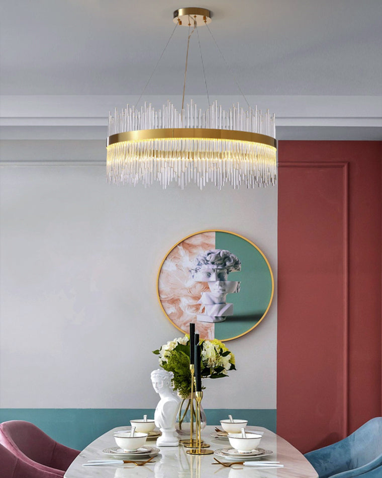 Diff Glass Rods Round Chandelier-DF2186