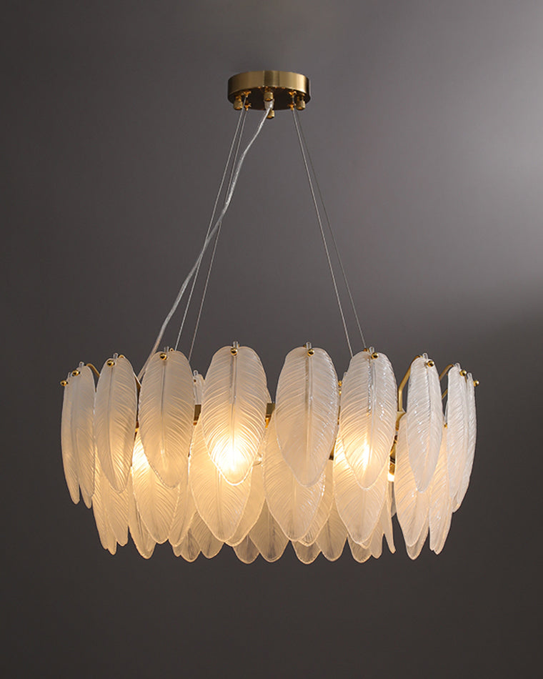 Diff Frosted Glass Feather Chandelier-DF2196