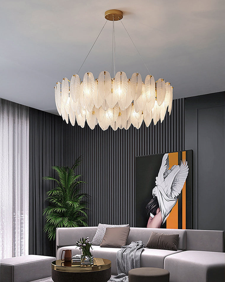 Diff Frosted Glass Feather Chandelier-DF2196