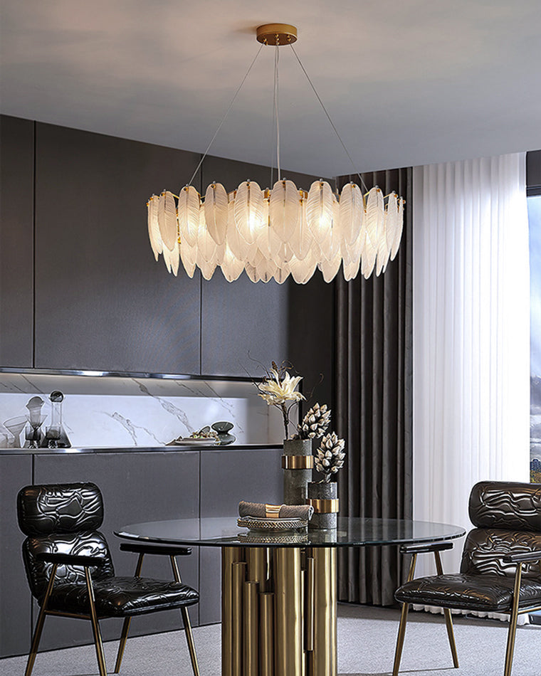 Diff Frosted Glass Feather Chandelier-DF2196