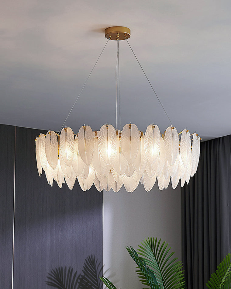 Diff Frosted Glass Feather Chandelier-DF2196