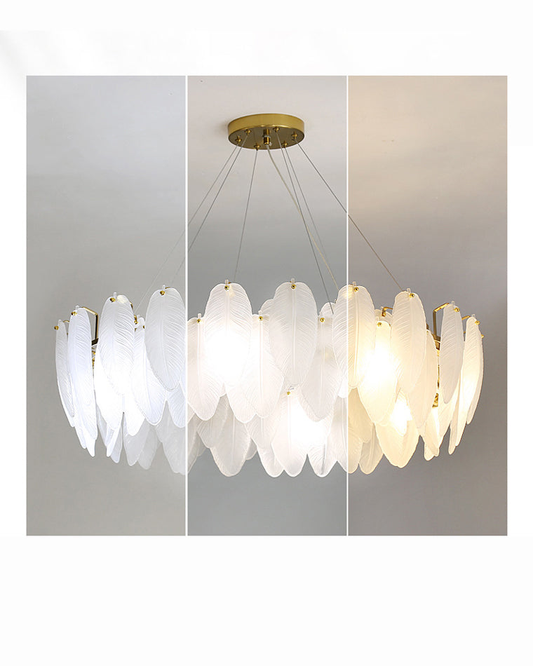 Diff Frosted Glass Feather Chandelier-DF2196