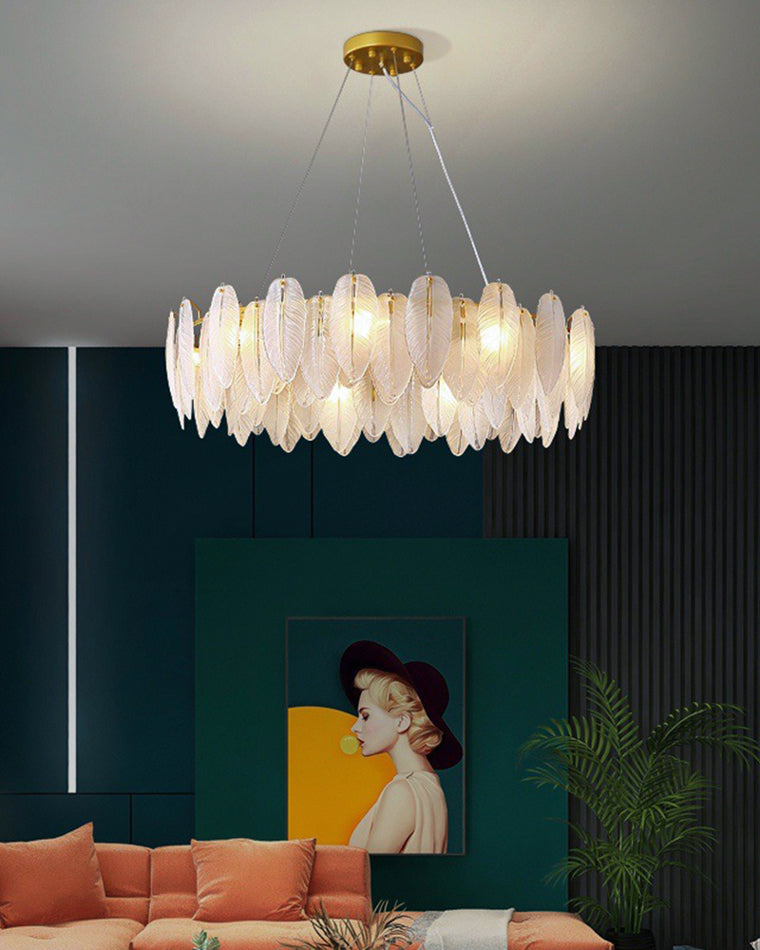 Diff Frosted Glass Feather Chandelier-DF2196