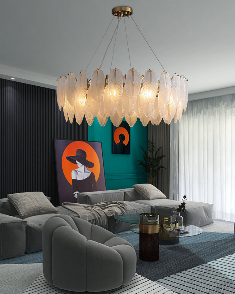 Diff Frosted Glass Feather Chandelier-DF2196