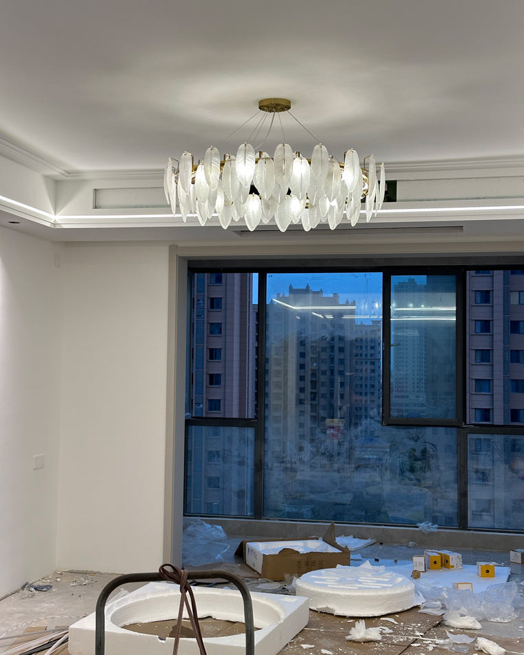 Diff Frosted Glass Feather Chandelier-DF2196