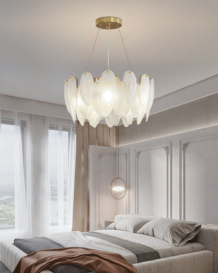 Diff Frosted Glass Feather Chandelier-DF2196
