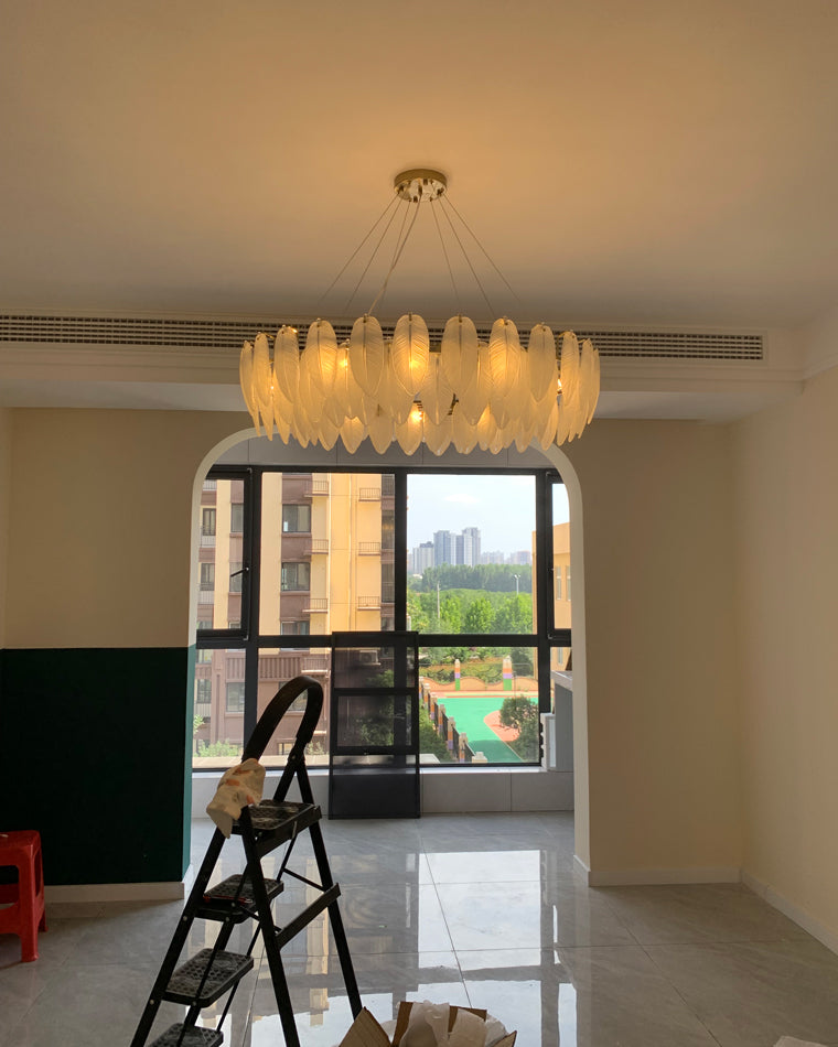 Diff Frosted Glass Feather Chandelier-DF2196